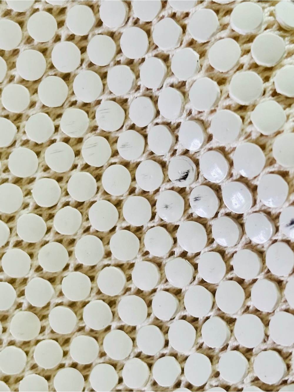 Vintage 1920s Ceramic Flat Bead White Mesh Crossbody Bag with Snap Closure - Picture 10 of 12